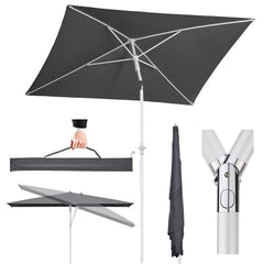 Sekey 180 x 125 cm balcony umbrella rectangular with protective cover, sun protection UV50+