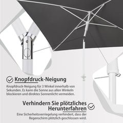 Sekey 180 x 125 cm balcony umbrella rectangular with protective cover, sun protection UV50+