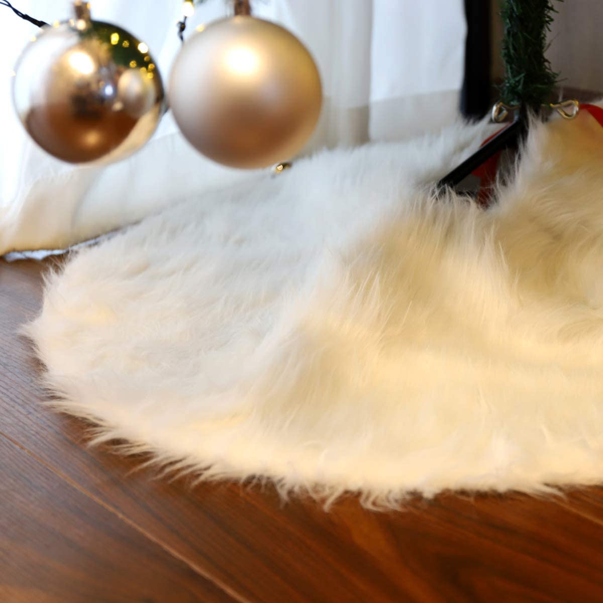 Salcar Weihnachtsbaumdecke Weiß – Runde Plüsch Christbaumdecke aus Kunstfell, Deko für Weihnachtsbaum, Party & Hochzeit Salcar