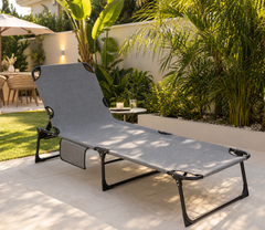 Sekey Campingliege Klappliege klappbar mit Matratze & Kopfkissen, 6-fach verstellbare Rückenlehne, Feldbett bis 150 kg, Gartenliege, Sonnenliege & Gästebett 190 × 68 cm