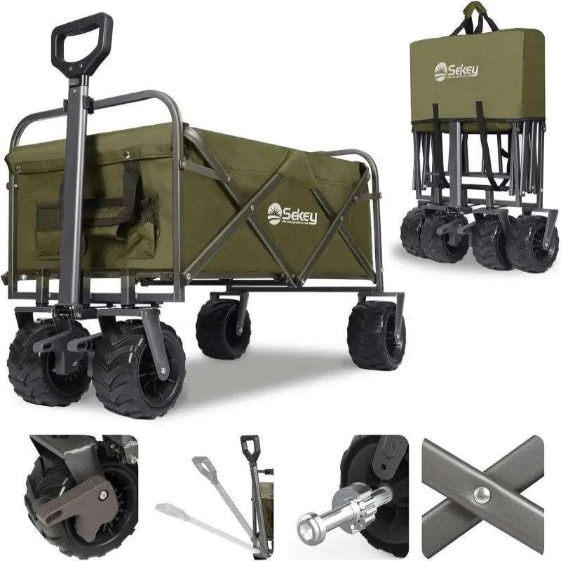Sekey 94L / 200KG Faltbarer Bollerwagen, mit Bremsen und Extra Breiten Rädern Sekey
