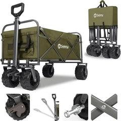Sekey 94L / 200KG Faltbarer Bollerwagen, mit Bremsen und Extra Breiten Rädern Sekey