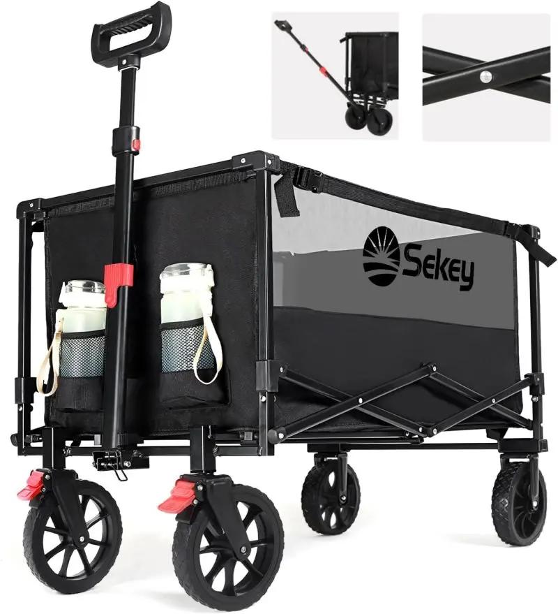Sekey 160L / 100KG Faltbarer Bollerwagen, mit Praktischem Reißverschluss Sekey