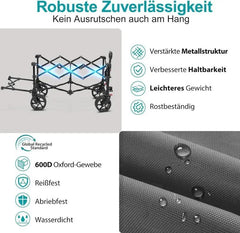 Sekey 135L & 200L / 150KG Faltbarer Bollerwagen, Patentiert Zusammenfaltbar aus Vier Richtungen, mit Erweiterbarer Heckklappe Sekey