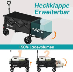 Sekey 135L & 200L / 150KG Faltbarer Bollerwagen, Patentiert Zusammenfaltbar aus Vier Richtungen, mit Erweiterbarer Heckklappe Sekey