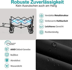 Sekey 135L & 200L / 150KG Faltbarer Bollerwagen, Patentiert Zusammenfaltbar aus Vier Richtungen, mit Erweiterbarer Heckklappe Sekey