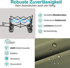 Sekey 135L & 200L / 150KG Faltbarer Bollerwagen, Patentiert Zusammenfaltbar aus Vier Richtungen, mit Erweiterbarer Heckklappe Sekey