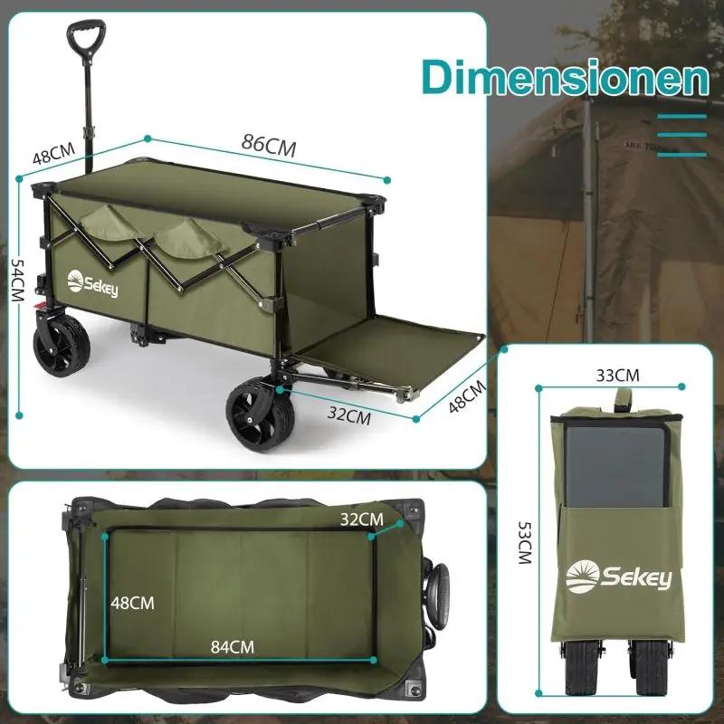 Sekey 135L & 200L / 150KG Faltbarer Bollerwagen, Patentiert Zusammenfaltbar aus Vier Richtungen, mit Erweiterbarer Heckklappe Sekey