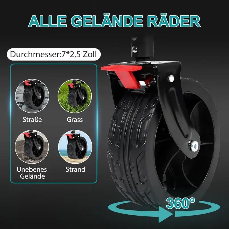 Sekey 135L & 200L / 150KG Faltbarer Bollerwagen, Patentiert Zusammenfaltbar aus Vier Richtungen, mit Erweiterbarer Heckklappe Sekey