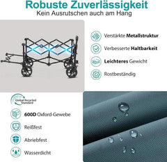 Sekey 135L & 200L / 150KG Faltbarer Bollerwagen, Patentiert Zusammenfaltbar aus Vier Richtungen, mit Erweiterbarer Heckklappe Sekey