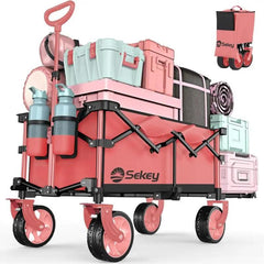 Sekey 135L & 200L / 150KG Faltbarer Bollerwagen, Patentiert Zusammenfaltbar aus Vier Richtungen, mit Erweiterbarer Heckklappe Sekey