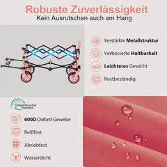Sekey 135L & 200L / 150KG Faltbarer Bollerwagen, Patentiert Zusammenfaltbar aus Vier Richtungen, mit Erweiterbarer Heckklappe Sekey