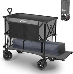 Sekey 350L / 120KG Doppel Faltbarer Bollerwagen, Patentiert Zusammenfaltbar aus Vier Richtungen, mit Bremsen und Extra Breiten Rädern Sekey