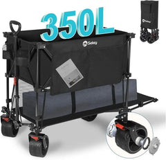Sekey 350L / 120KG Doppel Faltbarer Bollerwagen, Patentiert Zusammenfaltbar aus Vier Richtungen, mit Bremsen und Extra Breiten Rädern Sekey
