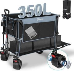 Sekey 350L / 120KG Doppel Faltbarer Bollerwagen, Patentiert Zusammenfaltbar aus Vier Richtungen, mit Bremsen und Extra Breiten Rädern Sekey