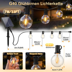 Detailaufnahme der G40 LED Glühbirnen mit warmweißem Licht für Outdoor-Dekoration