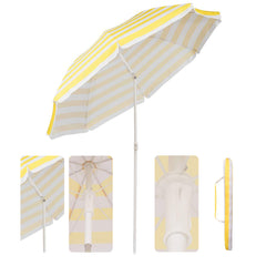 Sekey Sonnenschirm Ø160 cm rund mit Tragetasche & Bodenhülse, für Balkon & Strand