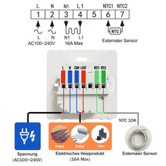 Salcar Smartes WLAN Raumthermostat für elektrische Fußbodenheizung – 16A Thermostat mit LCD-Touchdisplay, Tuya Smart App, App- & Sprachsteuerung, kompatibel mit Amazon Alexa, programmierbar, Weiß