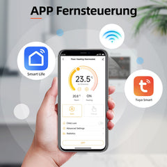 Salcar Smartes WLAN Raumthermostat für elektrische Fußbodenheizung – 16A Thermostat mit LCD-Touchdisplay, Tuya Smart App, App- & Sprachsteuerung, kompatibel mit Amazon Alexa, programmierbar, Weiß