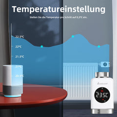 Salcar TRV801W Smartes WLAN Heizkörperthermostat – WiFi Thermostat mit LCD-Display, Tuya Smart App, App- & Sprachsteuerung, kompatibel mit Amazon Alexa & Google Home, ohne Gateway