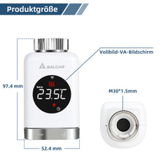 Salcar TRV801W Smartes WLAN Heizkörperthermostat – WiFi Thermostat mit LCD-Display, Tuya Smart App, App- & Sprachsteuerung, kompatibel mit Amazon Alexa & Google Home, ohne Gateway