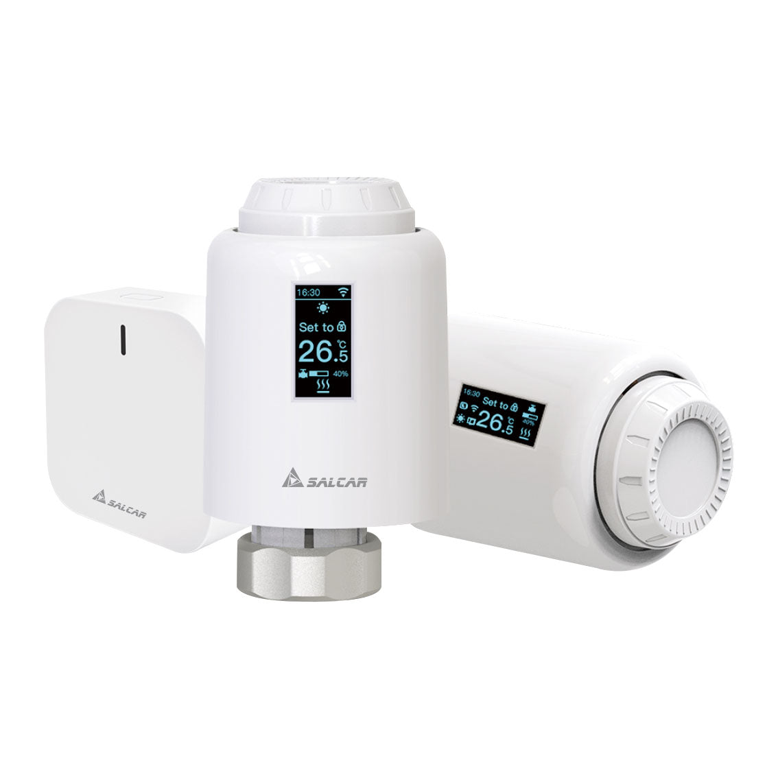 Salcar ZigBee Heizkörperthermostat Set 2er – Smartes Heizkörperthermostat mit Gateway & OLED-Display, Tuya Smart App, programmierbar, kompatibel mit Amazon Alexa & Google Assistant