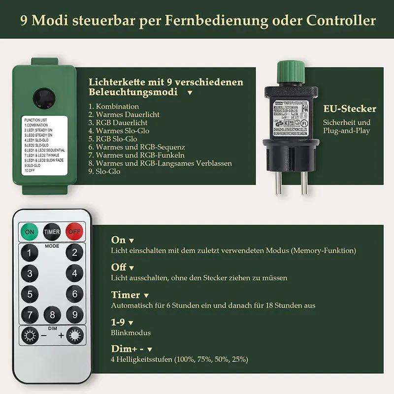 Salcar 120/150/180/210/240cm Künstlicher Weihnachtsbaum mit LED, mit 226/382/580/868/1168 Spitzen und 250/380/450 LEDs Salcar