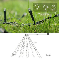 Salcar 1.5 m LED Lichterkette für Weihnachtsbaum, mit 8 Strängen, 200 LEDs Salcar