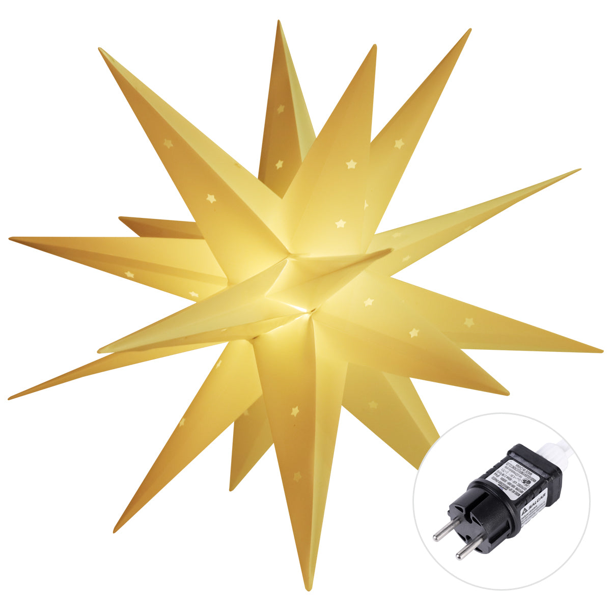Salcar LED Papierstern 60 cm Weiß – Beleuchteter 3D Weihnachtsstern mit 18 Spitzen, Warmweißes Licht, Hängende Weihnachtsdeko für Fenster & Innenbereich
