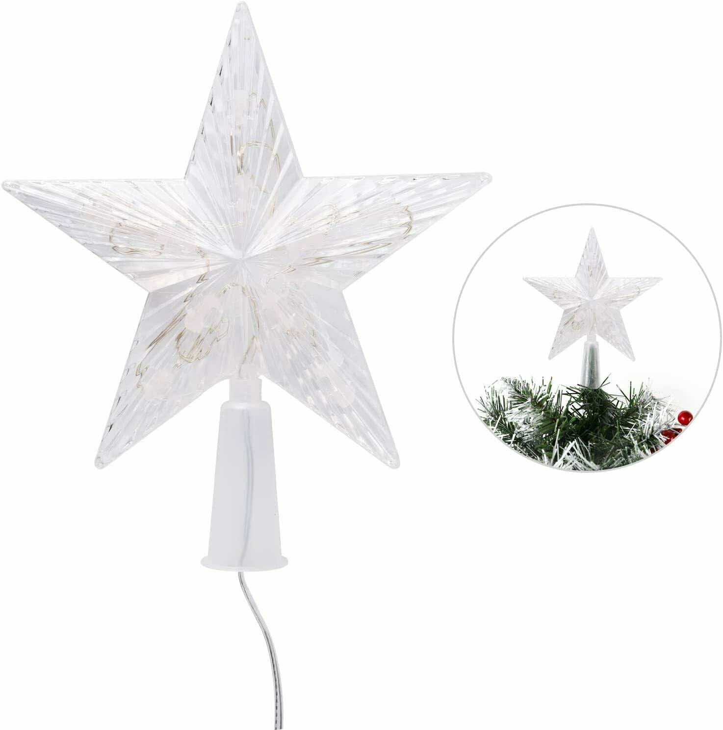 Salcar 3m LED Weihnachtsbaum-Lichterkette mit 10 Girlanden, Sternspitze & 360 LEDs – 8 Modi, Warmweiß, Sicher & Energiesparend Salcar