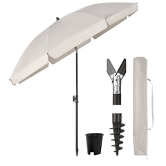 Sekey ∅ 160 cm beach umbrella with protective cover and ground sleeve, sun protection UV50+