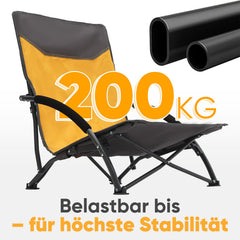 Sekey Faltbarer Strandliegestuhl mit gepolsterten Armlehnen – Leichter Campingstuhl bis 200 kg belastbar Sekey