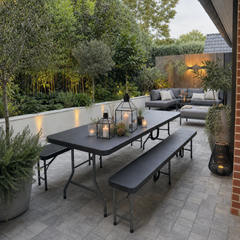 Sekey 3-piece beer garden set 180 cm – Foldable garden furniture set with table &amp; 2 benches, weatherproof &amp; portable for garden, balcony &amp; camping