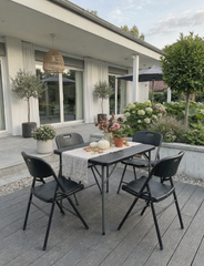 Sekey 5-tlg. Gartengarnitur für 4 Personen, Klappbarer Gartentisch mit 4 Klappstühlen, Wetterfeste Gartenmöbel, Platzsparendes Balkonmöbel-Set für Terrasse, Balkon & Garten, Schwarz
