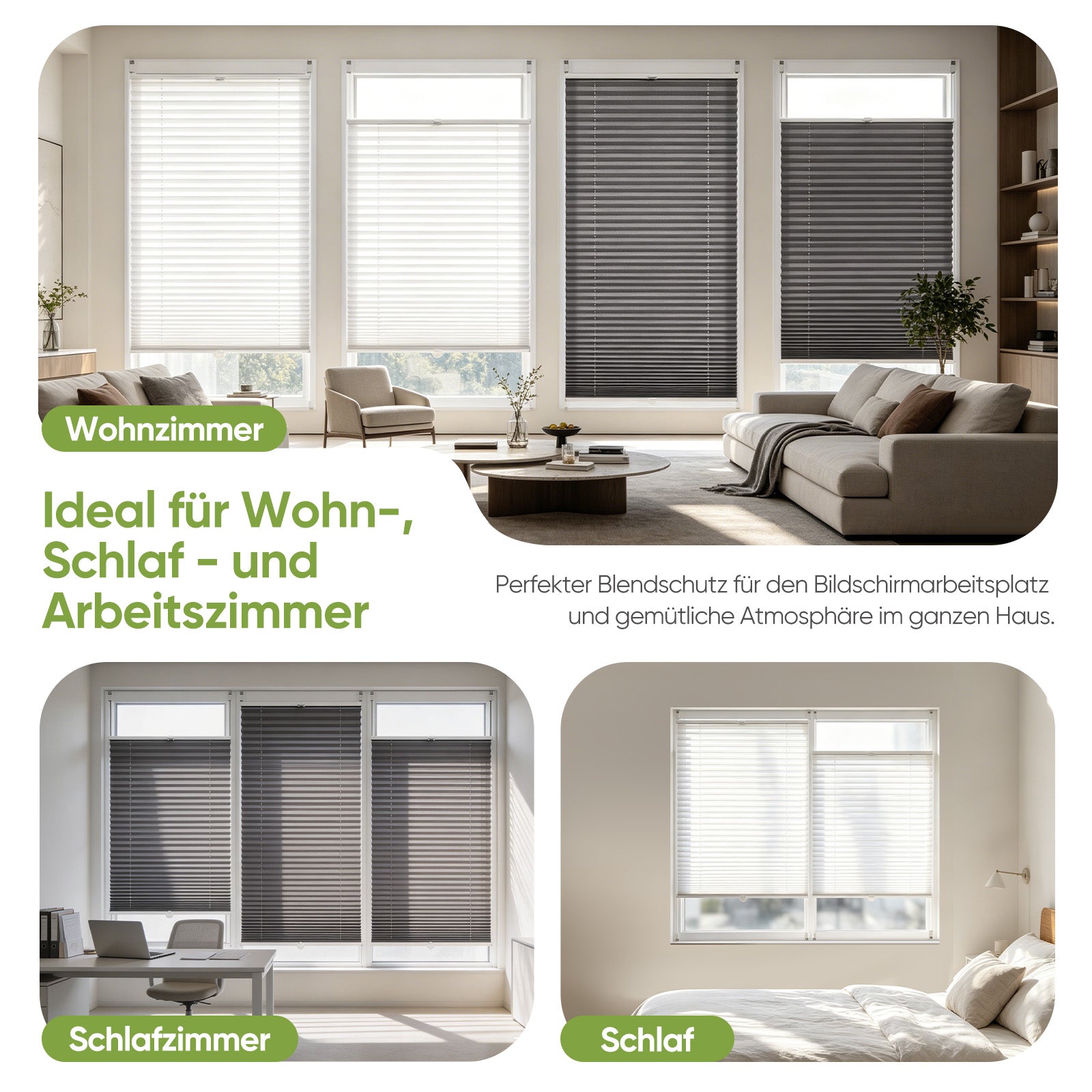 Perfekt für Mietwohnungen: Salcar Plissee ohne Bohren und Schrauben, rückstandslose Demontage ohne Fensterschäden
