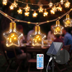 SALCAR LED Solar Hanfseil Lichterkette mit 10 Vintage-Glühbirnen und warmweißen LEDs für Garten und Balkon