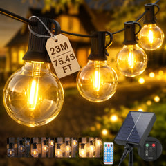 Salcar G40 Solar Lichterkette Außen 23,2 m mit 30 warmweißen LED Glühbirnen für Garten und Terrasse