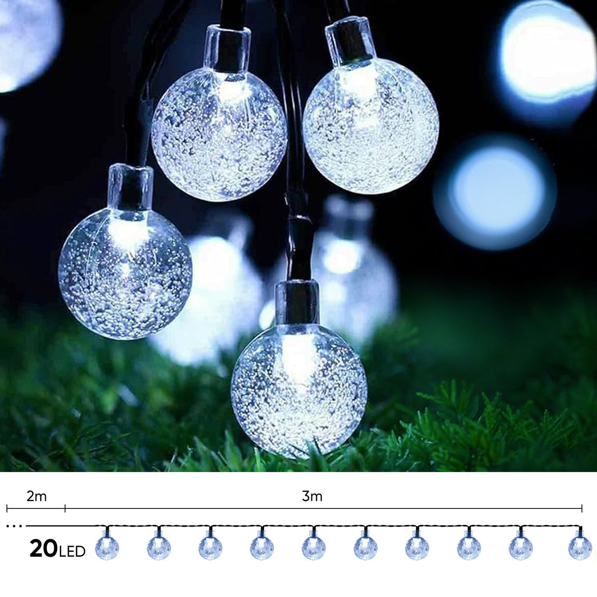 Salcar LED Lichterkette kaltweiß, solarbetrieben, wasserdicht – Ideal für Garten, Terrasse, Party & Weihnachten SEKEYMALL
