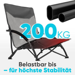 Sekey Faltbarer Strandliegestuhl mit gepolsterten Armlehnen – Leichter Campingstuhl bis 200 kg belastbar Sekey