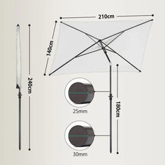 Sekey 210 x 140 cm Sonnenschirm mit Schutzhülle, Sonnenschutz UV50+ Sekey