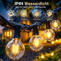 IP44 wetterfeste Solar Lichterkette für Garten, Balkon und Terrasse