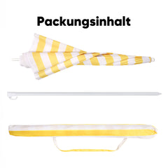 Sekey Sonnenschirm Ø160 cm rund mit Tragetasche & Bodenhülse, für Balkon & Strand