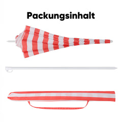 Sekey Sonnenschirm Ø160 cm rund mit Tragetasche & Bodenhülse, für Balkon & Strand