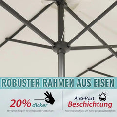 Sekey 220 × 400 cm Doppelsonnenschirm mit Kurbel, UV50+ Sekey