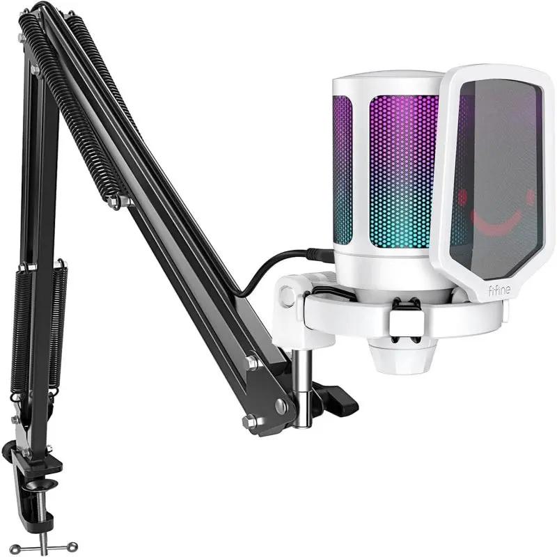 Fifine USB Kondensator Mikrofon mit Arm und Stummschalttaste, A6T Sekey