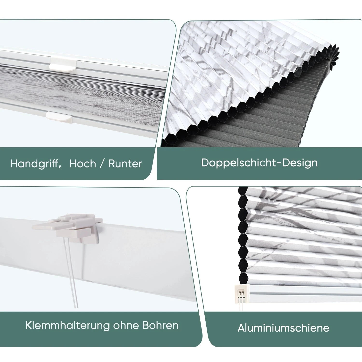 Sekey Wabenplissee ohne Bohren, Verdunkelung, Rollo mit Blumen- & Blätterdruck, stilvolles Plissee für Fenster SEKEYMALL