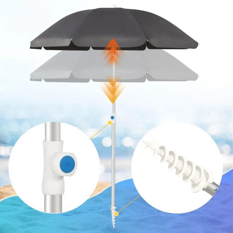 Sekey ∅ 180 cm Alu Strandschirm mit Schutzhülle und Bodenhülse, Sonnenschutz UV50+ Sekey