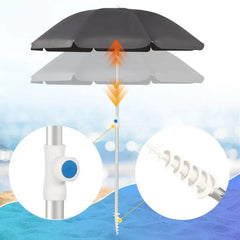 Sekey ∅ 180 cm Alu Strandschirm mit Schutzhülle und Bodenhülse, Sonnenschutz UV50+ Sekey