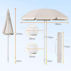 Sekey ∅ 180 cm Alu Strandschirm mit Schutzhülle und Bodenhülse, Sonnenschutz UV50+ Sekey