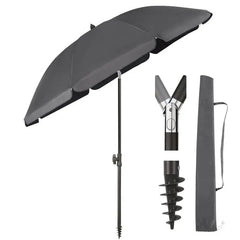 Sekey 180 cm Strandschirm mit Schutzhülle und Bodenhülse, Sonnenschutz UV50+